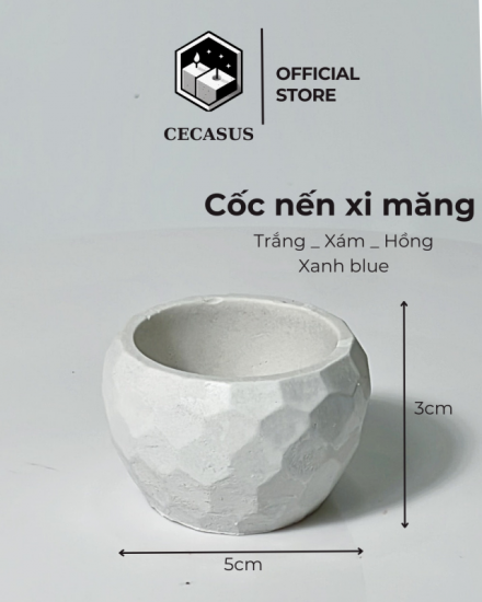 CỐC ĐỰNG NẾN BẰNG XI MĂNG MINI CHO SẢN PHẨM NẾN TEALIGHT MÀU TRẮNG