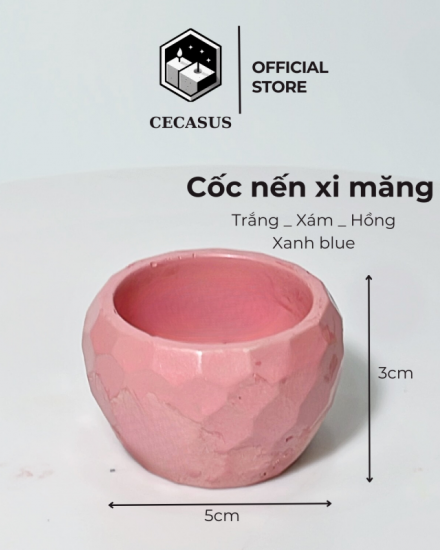 CỐC ĐỰNG NẾN BẰNG XI MĂNG MINI CHO SẢN PHẨM NẾN TEALIGHT MÀU HỒNG