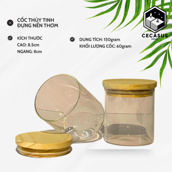 CỐC THỦY TINH ĐỰNG NẾN THƠM 150gram